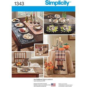 Simplicity Fall Table Decor 1343 Pattern Holiday Chalkboard Fabric 28 Pieces